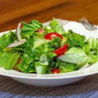 House Salad Sd · With Cucumber, Tomato, Red Onion, and Your Choice of Dressing.
