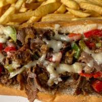 Cheesesteak · Rib-eye steaks with or without grilled onions, American cheese and your favorite toppings.