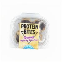 Coconut Protein Bites (Gv) (V) · Gluten Free granola, vanilla plant protein, coconut flakes, chia seeds, agave, coconut oil &...