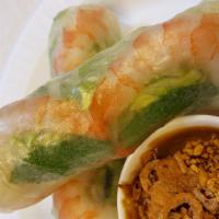 Shrimp Summer Rolls · Little packages of salad: shredded lettuce, cucumber, assorted herbs, rice sticks, shrimp wr...