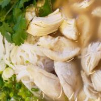 Chicken Noodle Soup · Thin rice noodles with slices of white chicken tender with chicken broth.