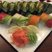 Chef'S Special Roll Lunch · Choice of two rolls from rainbow roll, sexy girl roll, red sox roll, dragon roll, lady bug r...