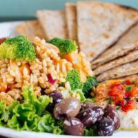 Brown Rice Nut Salad · broccoli | carrots | bell peppers | onion | sunflower 
seeds | almonds | walnuts | raisins |...