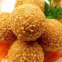 6 Pieces Sesame Ball · Stick rice with red bean paste inside.