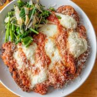 Chicken Parmigiana · Half Chicken, Mozzarella di Bufala, Broccoli Rabe