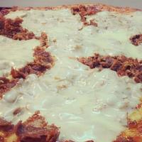 Philly Cheesesteak Signature Pizza · Red base, steak, mozzarella cheese, and American cheese.