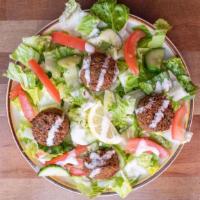 Falafel Salad · Falafel served with Fresh Lettuce, Tomatoes, onions, Tahini Sauce