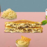 Mushroom Grilled Cheese · Melted provolone cheese, roasted mushrooms, caramelized onions, balsamic vinegar, and mayo b...