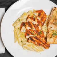 Penne Alfredo · Penne Tossed in Cream, White Wine, Parmesan Cheese.  Grilled or Blackened Chicken,  Shrimp w...