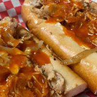 Buffalo Chicken Cheese Steak Sub · American cheese, onions, and Dino's mild sauce served with Bleu cheese.