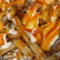 Buffalo Chicken Cheese Fries · Fresh cut french fries topped with melted Mozzarella cheese, chicken tenders, ranch and mild...