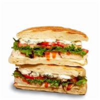 Buffalo Chicken Panini · roasted chicken, buffalo sauce, buttermilk ranch, american cheese, crumbled blue cheese, let...