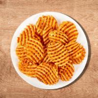 Crisp Waffle Fries · Deep fried waffle fries until golden fried and crisp.