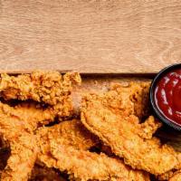 Fried Chicken Strips (24 Pcs) · 24 pcs of Succulent chicken tenders, breaded and batter-fried golden with choice of sauce co...