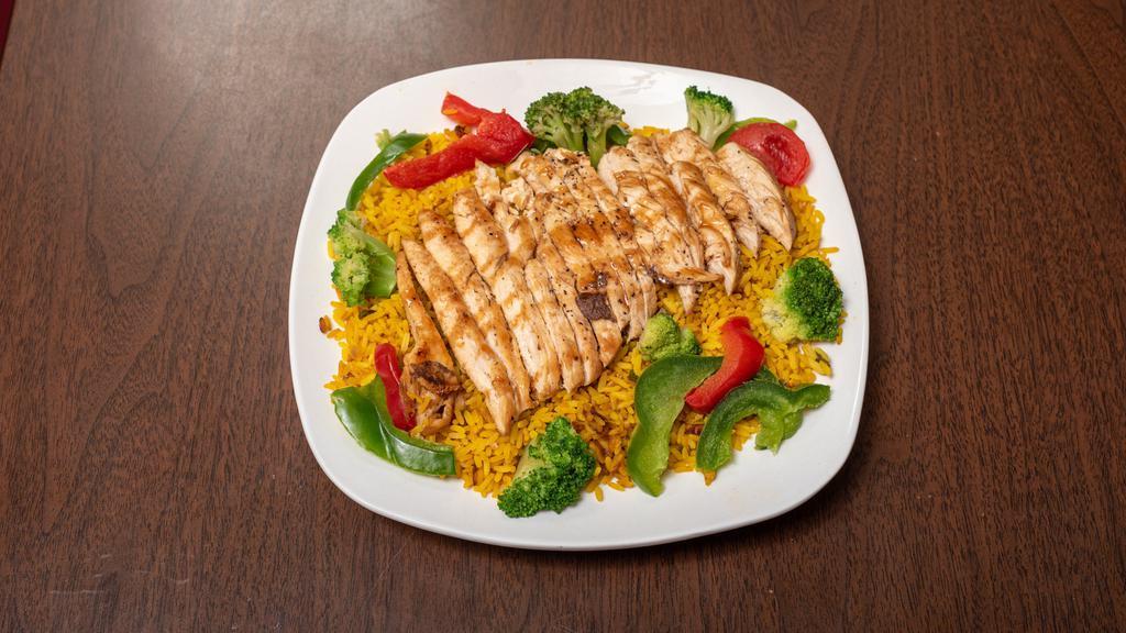 Chicken Rice Bowl · Chicken breast /w peppers and onions and broccoli