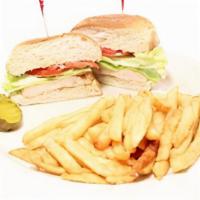 Grilled Chicken Sandwich · Grilled chicken on a soft bun with lettuce, tomato & mayo.