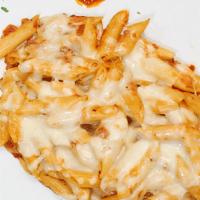 Baked Ziti · Penne tossed with ricotta and tomato sauce, topped with mozzarella cheese.