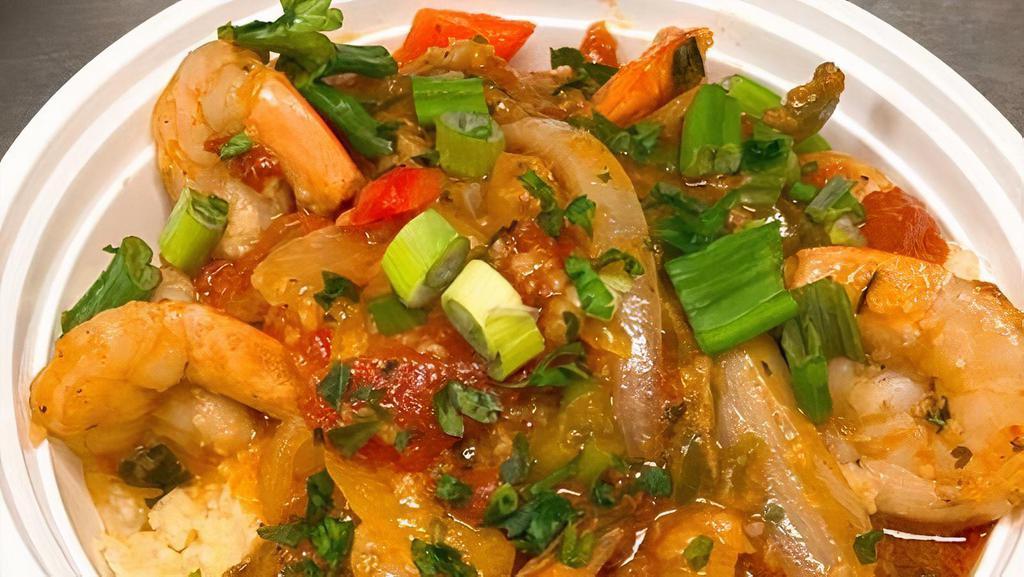 Shrimp & Grits · Garlic Shrimp, Creole Sauce (Tomato-Based), Island Grits