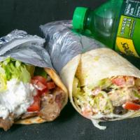 Greek Wrap · Lettuce, tomato, onions, cucumber, grilled chicken, and feta cheese.