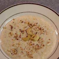 Kheer · Gluten-free. Basmati rice pudding with almonds and cardamom and rose water.