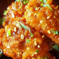 Korean Fried Chicken · Twice-fried chicken in a sweet and spicy soy glaze. Mix of drums and flats (5pcs).. Sauce wi...