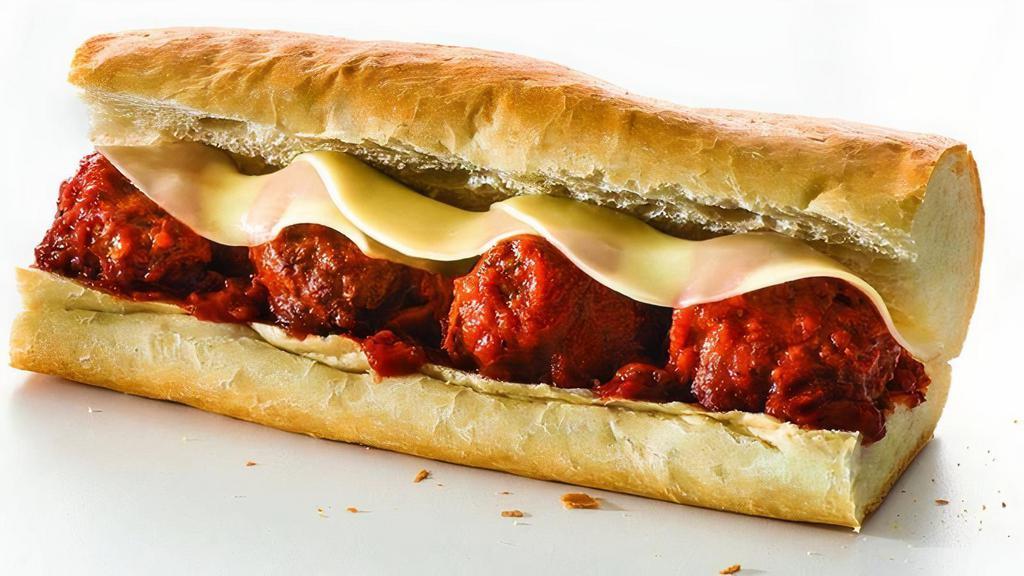 Meatball & Cheese Medium · Italian Meatballs made with a blend of Pork and Beef simmered in Marinara Sauce, topped with melted Provolone Cheese.