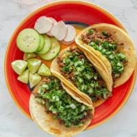 3 Traditional Tacos · Favorite. Soft corn tortilla, your choice of meat, with cilantro and onions only. Radishes,c...