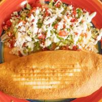 Empanadas · Deep fried empanada, Stuffed with your choice of Meat and Cheese, served with a small Mexica...