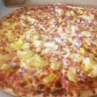 Hawaiian Pizza · Chopped ham, pineapple and mozzarella cheese.