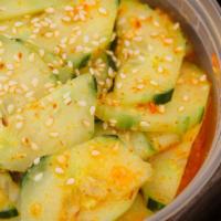 Spicy Crispy Cucumbers · Crispy cucumbers tossed in our sweet spicy garlic chili oil