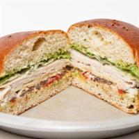 Cfs#1. Turkey Sandwich · Smoked turkey - nitrate free, new England smoked cheddar cheese, house-made red pepper relis...