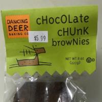 Dancing Deer Choc. Brownies · Local Favorite Dancing Deer Chocolate Chunk brownies, 8oz