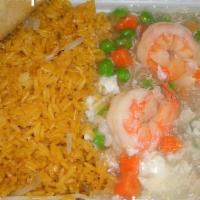 Shrimp With Lobster Sauce Combination With An Egg Roll · 