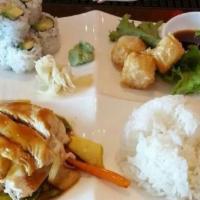 Teriyaki Chicken  · Served with Miso,salad,rice,shumai And California Roll