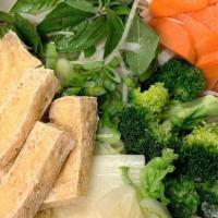 Vegetarian Pho · - Rice noodles
- Broccoli, carrots, napa cabbage
- Fried tofu
- Green onions
- White onions
...