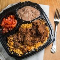 Mexican Plate · Rice and beans (pinto, black, or refried) topped with choice of filling, salsa, and hot sauc...