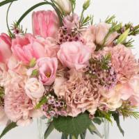 Blushing Blossoms · Your sweetheart will blush when they receive this arrangements of waxflowers, hydrangea, and...