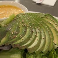 Avocado Salad · Spring mix, lettuce, and avocado with ginger dressing.