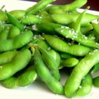 Edamame · Warmed and perfectly salted.