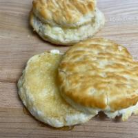 Warm Buttermilk Biscuit · with butter and honey