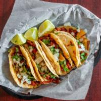 Tacos (3Pc) · Street style tacos. Made with corn soft tortillas. Choose from a variety of protein for ALL ...