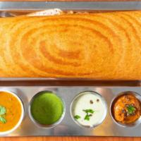 Plain Dosa · Thin crepe made with lentil and rice flour.