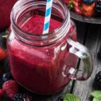 Berry Smoothie · Cold pasturized fresh berry smoothie.