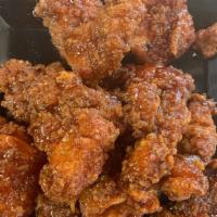 Boneless Wings · boneless chicken, cut down to tasty breaded and fried bites and tossed in your favorite wing...