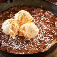 Katie'S Cookie · Favourite. Skillet baked double chocolate chip cookie with vanilla ice cream and caramel. Fo...