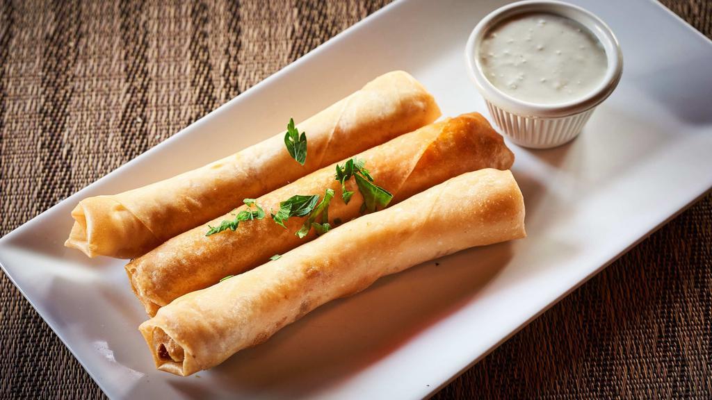 Buffalo Chicken Spring Rolls · Favourite. Spicy chicken thigh and mozzarella filling and blue cheese dipping sauce.