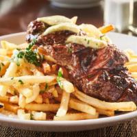 Steak Frites · Favourite. Boston strip steak, blue cheese butter, demi, hand cut Parmesan truffled fries.

...