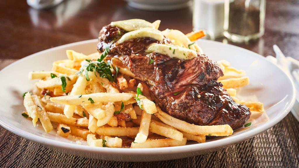 Steak Frites · Favourite. Boston strip steak, blue cheese butter, demi, hand cut Parmesan truffled fries.

Consuming raw or undercooked meats, poultry, seafood, shellfish or eggs may increase your risk of food-borne illness.