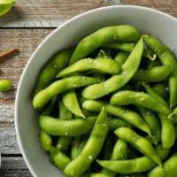 Edamame · Boiled and lightly salted green soy bean.