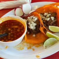 Quessabirria ( 1 Birria Beef Quesadilla  · fried corn tortilla filled with melted cheese and slow cooked beef Birria, cilantro and onio...